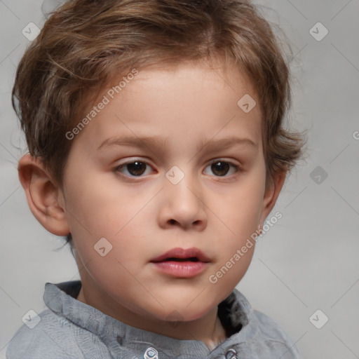 Neutral white child male with short  brown hair and brown eyes