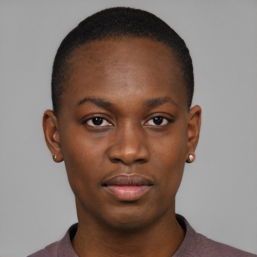 Neutral black young-adult male with short  brown hair and brown eyes