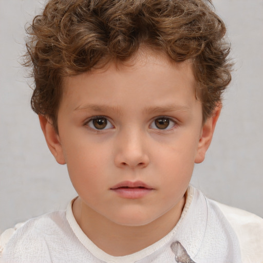 Neutral white child male with short  brown hair and brown eyes