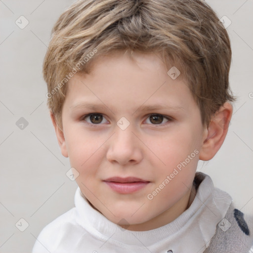 Neutral white child male with short  brown hair and brown eyes