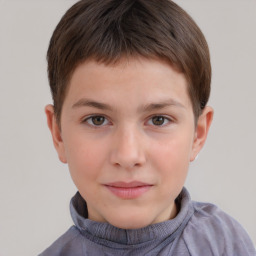 Neutral white child male with short  brown hair and brown eyes