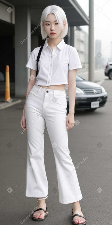 Korean young adult female with  white hair