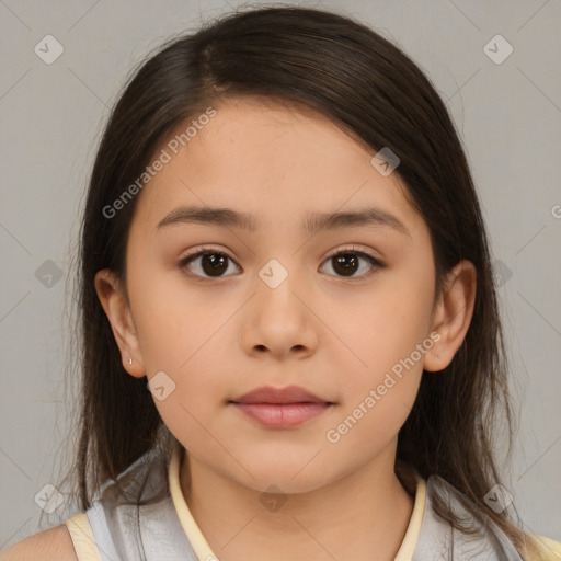 Neutral white child female with medium  brown hair and brown eyes