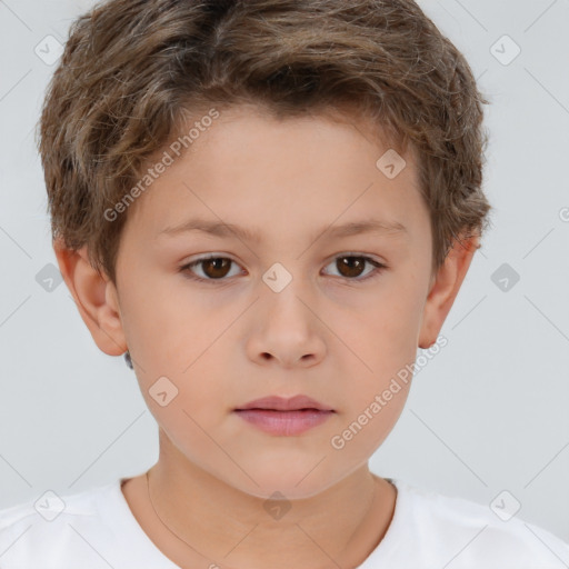 Neutral white child male with short  brown hair and brown eyes