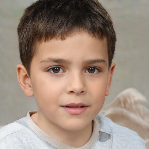 Neutral white child male with short  brown hair and brown eyes