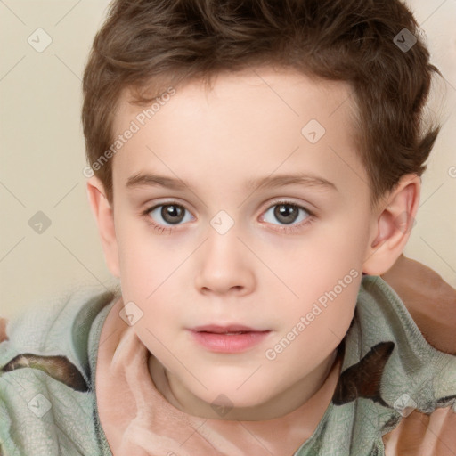 Neutral white child male with short  brown hair and brown eyes