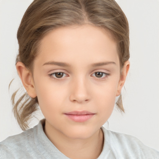 Neutral white child female with medium  brown hair and brown eyes