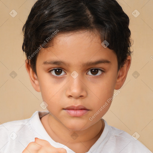 Neutral white child female with short  brown hair and brown eyes