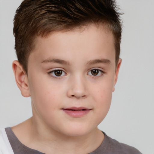 Neutral white child male with short  brown hair and brown eyes