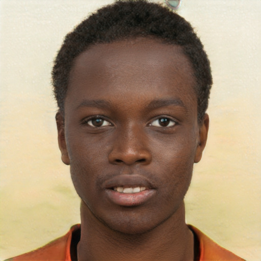 Neutral black young-adult male with short  brown hair and brown eyes