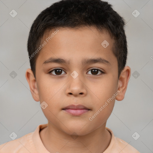 Neutral white child male with short  brown hair and brown eyes