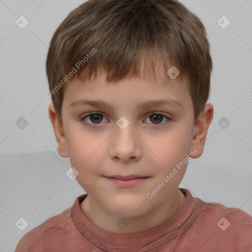 Neutral white child male with short  brown hair and brown eyes