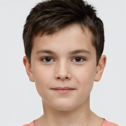 Neutral white child male with short  brown hair and brown eyes