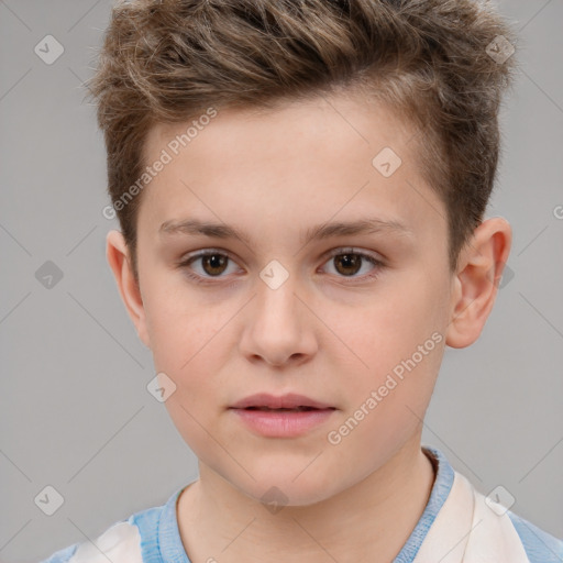 Neutral white child male with short  brown hair and brown eyes