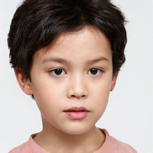 Neutral white child female with short  brown hair and brown eyes