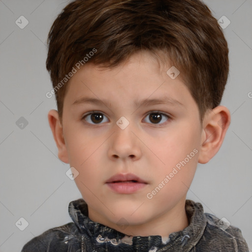 Neutral white child male with short  brown hair and brown eyes