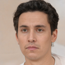 Neutral white adult male with short  brown hair and brown eyes