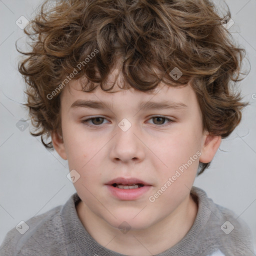 Neutral white child male with short  brown hair and brown eyes