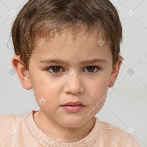 Neutral white child male with short  brown hair and brown eyes