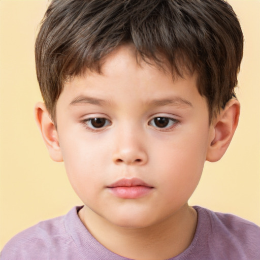 Neutral white child male with short  brown hair and brown eyes