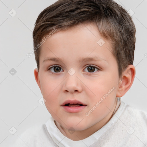 Neutral white child male with short  brown hair and brown eyes