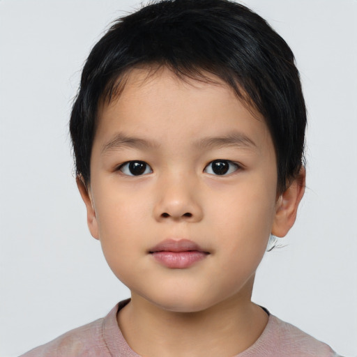 Neutral asian child male with short  brown hair and brown eyes