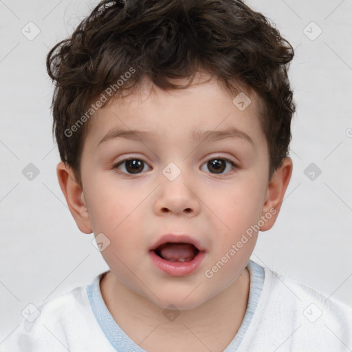 Neutral white child male with short  brown hair and brown eyes