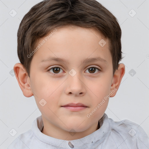 Neutral white child male with short  brown hair and brown eyes