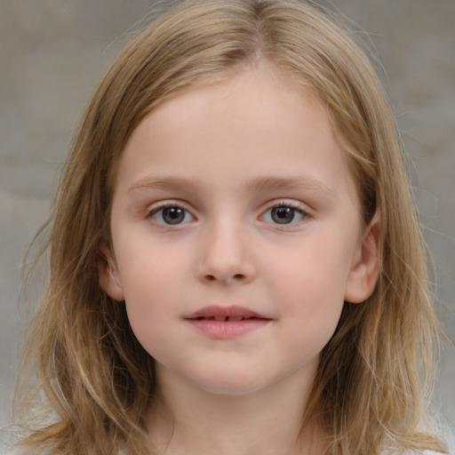 Neutral white child female with medium  brown hair and brown eyes