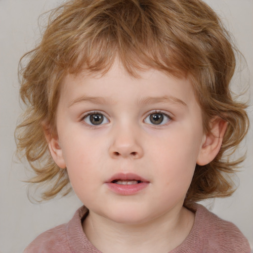 Neutral white child male with medium  brown hair and brown eyes