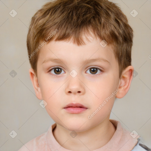 Neutral white child male with short  brown hair and brown eyes