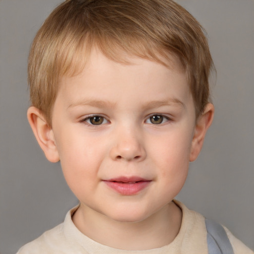 Neutral white child male with short  brown hair and brown eyes
