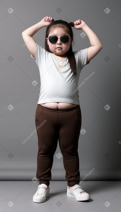 Mongolian child girl with  brown hair