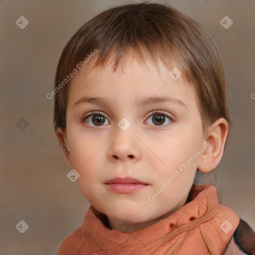 Neutral white child male with short  brown hair and brown eyes