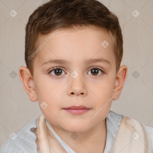 Neutral white child male with short  brown hair and brown eyes