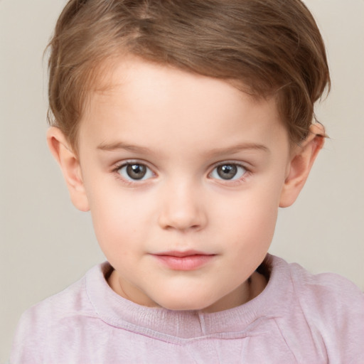 Neutral white child female with short  brown hair and brown eyes