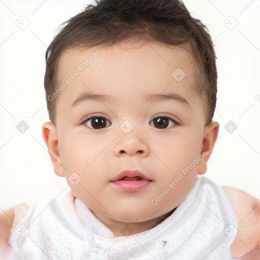 Neutral white child female with short  brown hair and brown eyes