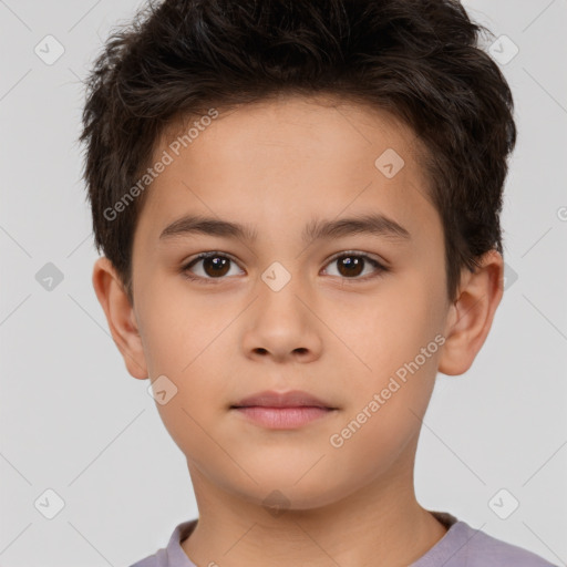 Neutral white child male with short  brown hair and brown eyes