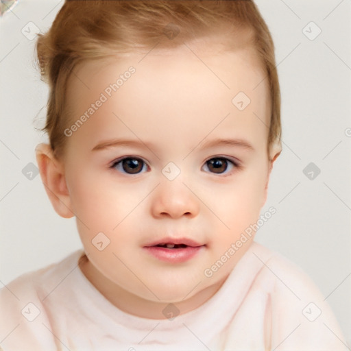 Neutral white child female with short  brown hair and brown eyes