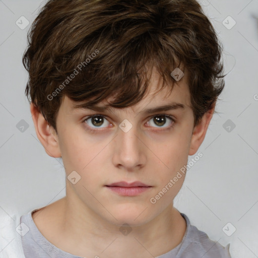 Neutral white child male with short  brown hair and brown eyes