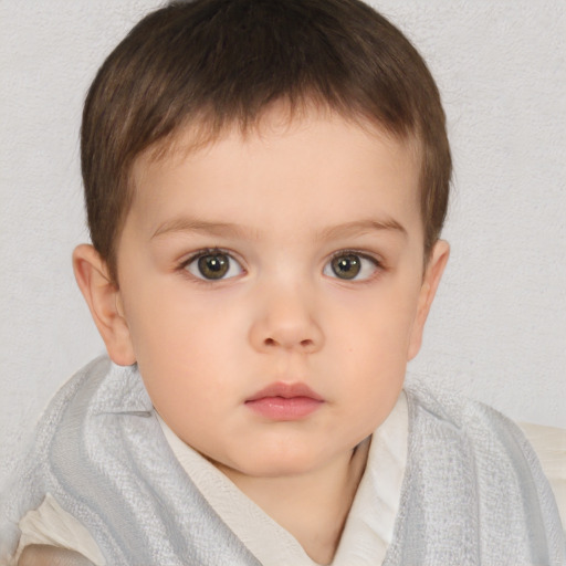 Neutral white child male with short  brown hair and brown eyes