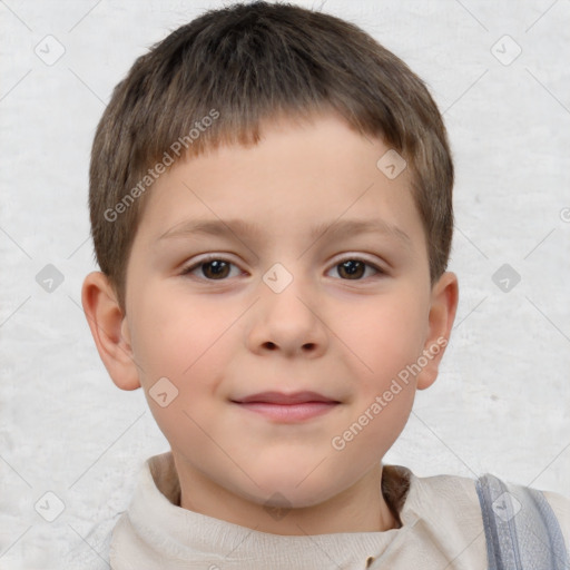 Neutral white child male with short  brown hair and brown eyes