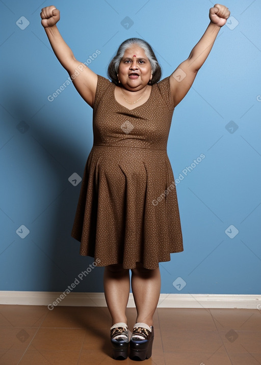 Indian elderly female with  brown hair