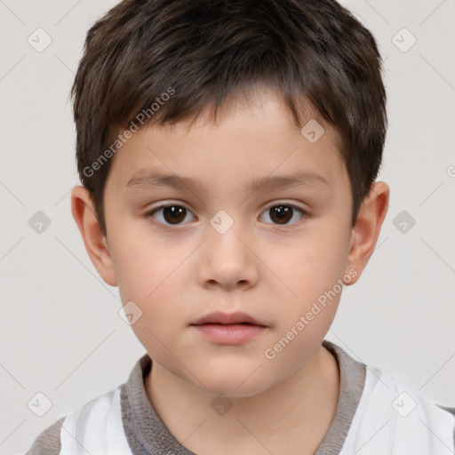 Neutral white child male with short  brown hair and brown eyes