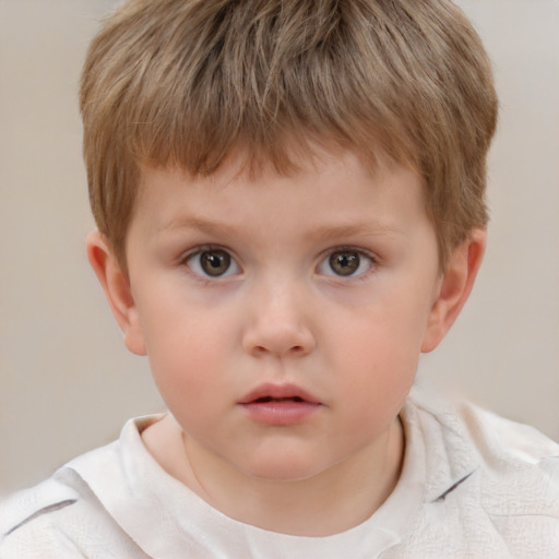 Neutral white child male with short  brown hair and brown eyes