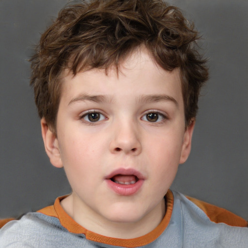 Neutral white child male with short  brown hair and brown eyes