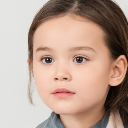 Neutral white child female with medium  brown hair and brown eyes