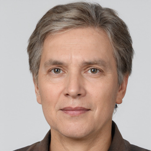 Neutral white adult male with short  brown hair and brown eyes