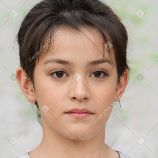 Neutral white child female with medium  brown hair and brown eyes