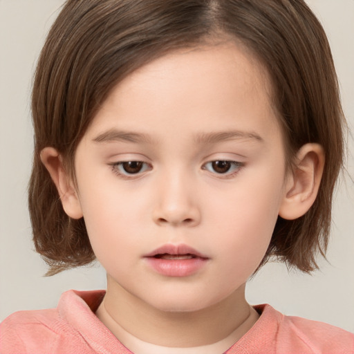 Neutral white child female with medium  brown hair and brown eyes